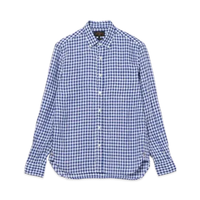 BEAMS B.D. Gingham Check Linen "Blue"