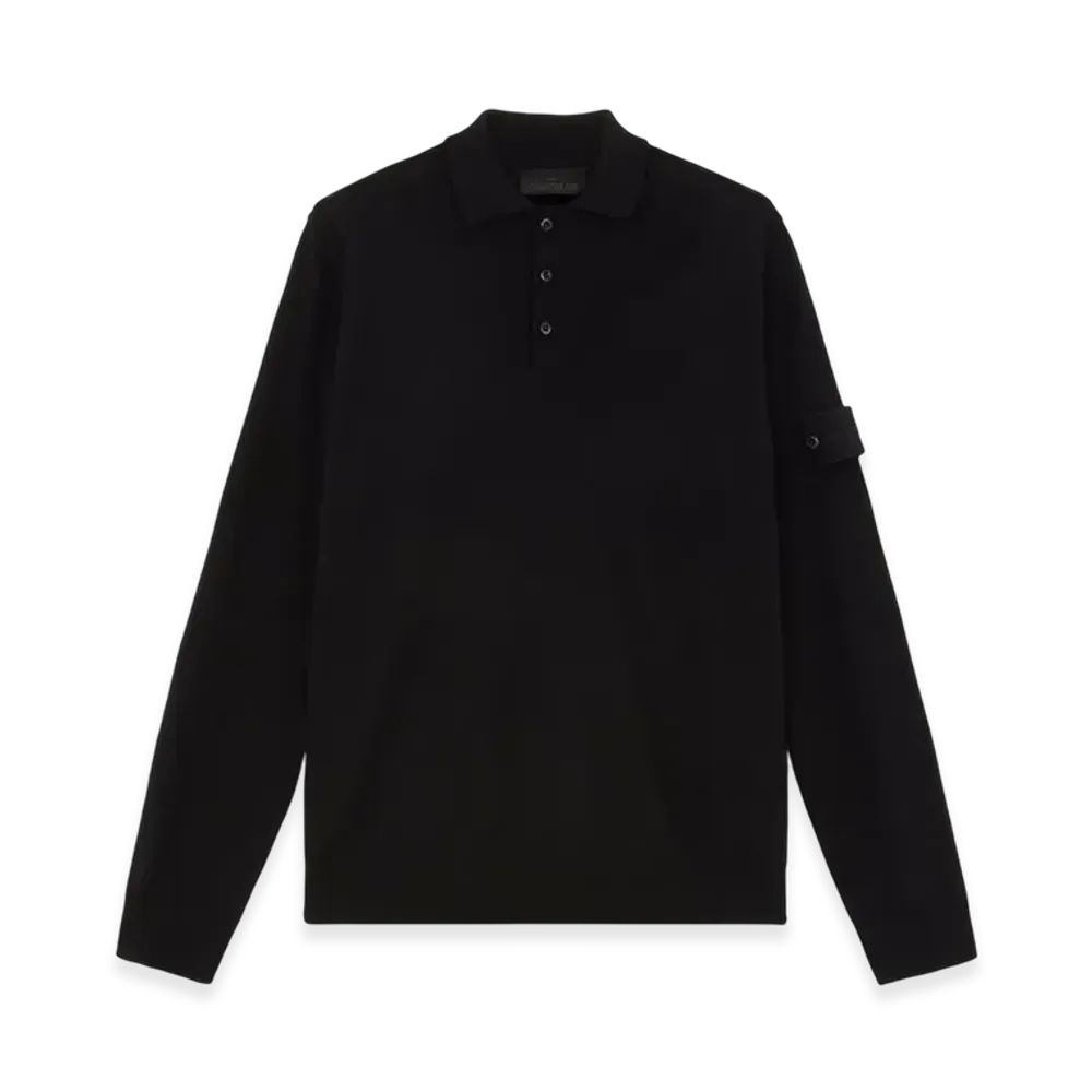 Stone Island 571FC Light Pure RWS Wool Stone Island Ghost Polo-Neck Sweater with Ribbed Details - 24FW "Black"
