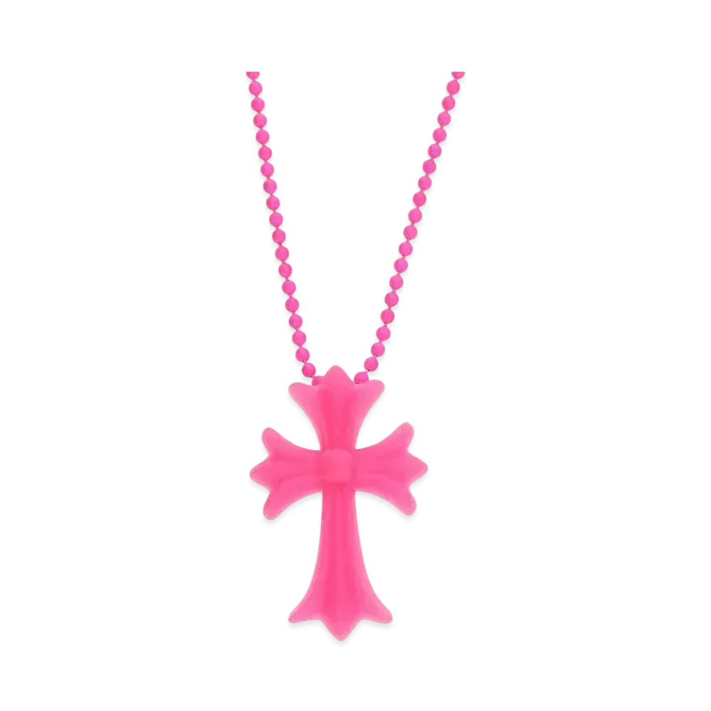 Chrome Hearts Rubber Small CH Cross Silicon Necklace Top Aoyama 20th Anniversary "Pink"