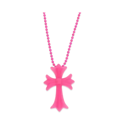 Chrome Hearts Rubber Small CH Cross Silicon Necklace Top Aoyama 20th Anniversary "Pink"