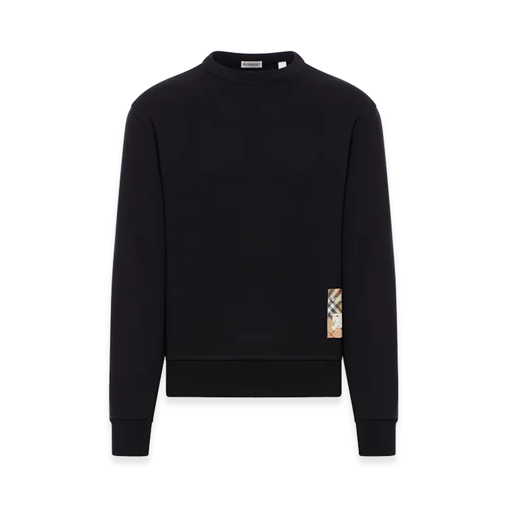 Burberry Cotton Sweatshirt With Check Application "Black"