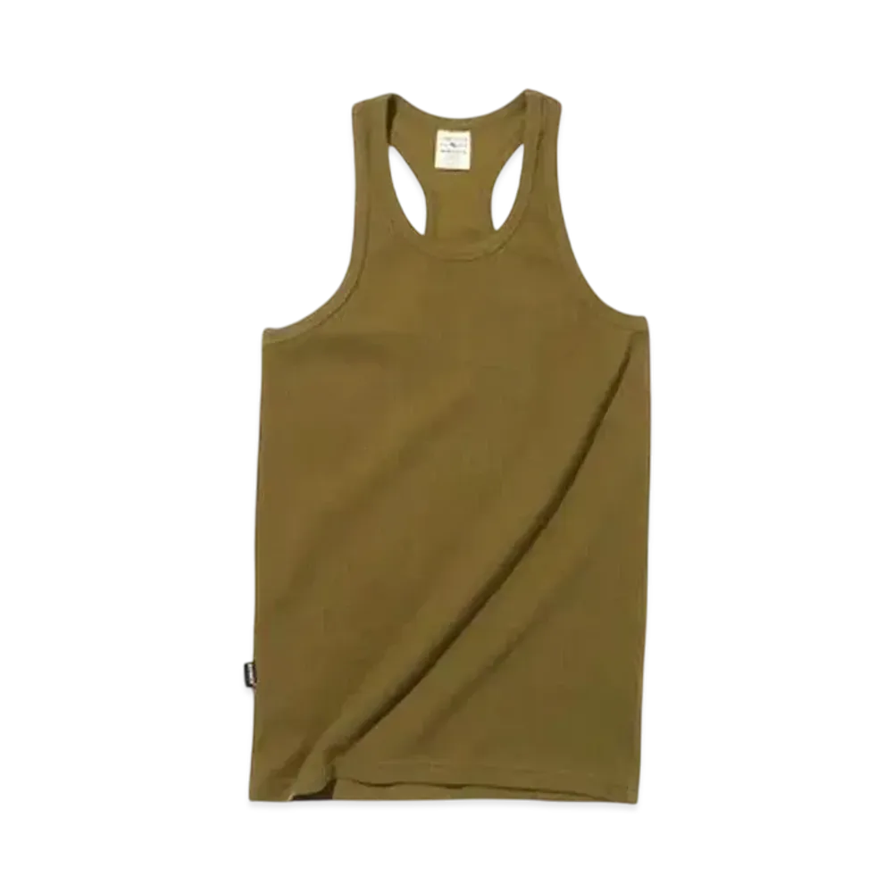 AVIREX Daily Wear Rib Tank Top Back Cross "Olive"
