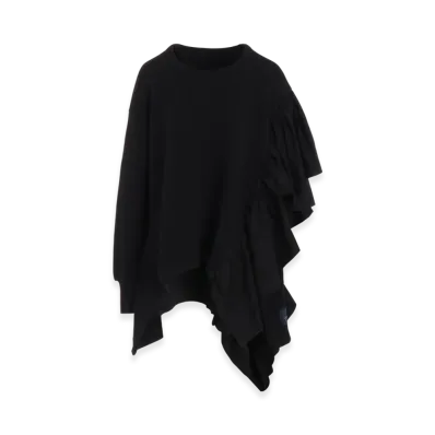 Yohji Yamamoto Liy/C French Terry R-Frill Sweat Shirt "Black"