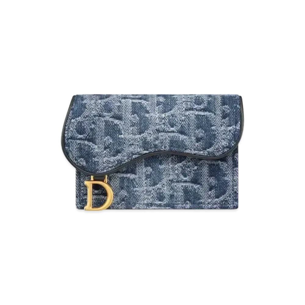 Dior Saddle Bloom Card Holder Denim Dior Oblique Jacquard "Blue"