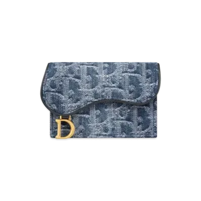 Dior Saddle Bloom Card Holder Denim Dior Oblique Jacquard "Blue"