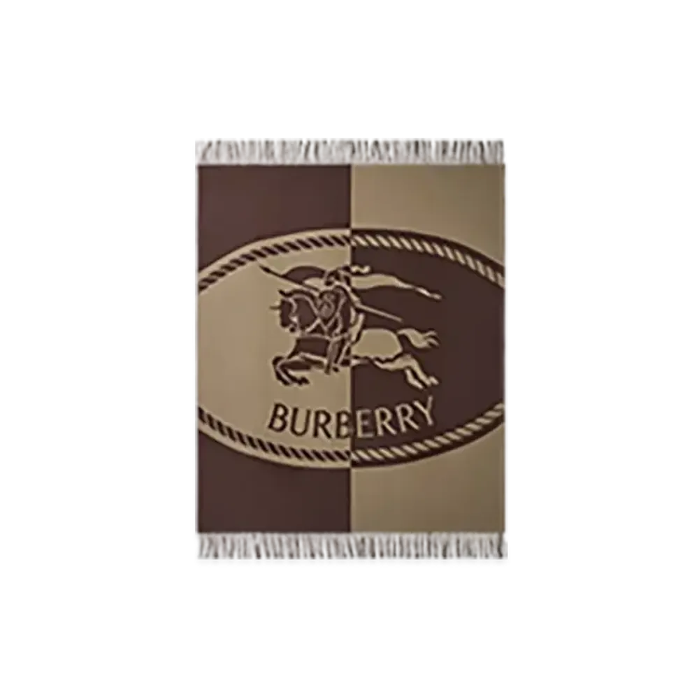 Burberry Night Stamp Wool Blanket "Vole Brown"
