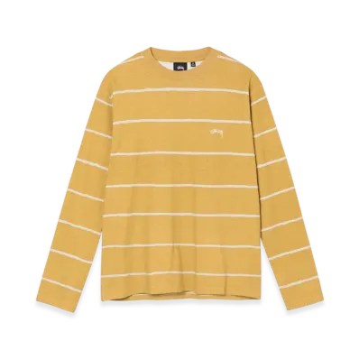 Stussy Hand Drawn Stripe LS Crew "Mustard"