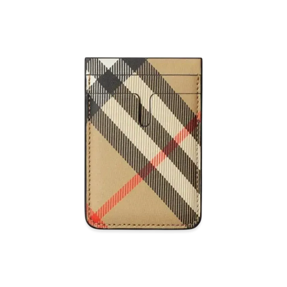 Burberry Check Magnetic Card Case "Sand"