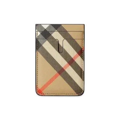 Burberry Check Magnetic Card Case "Sand"