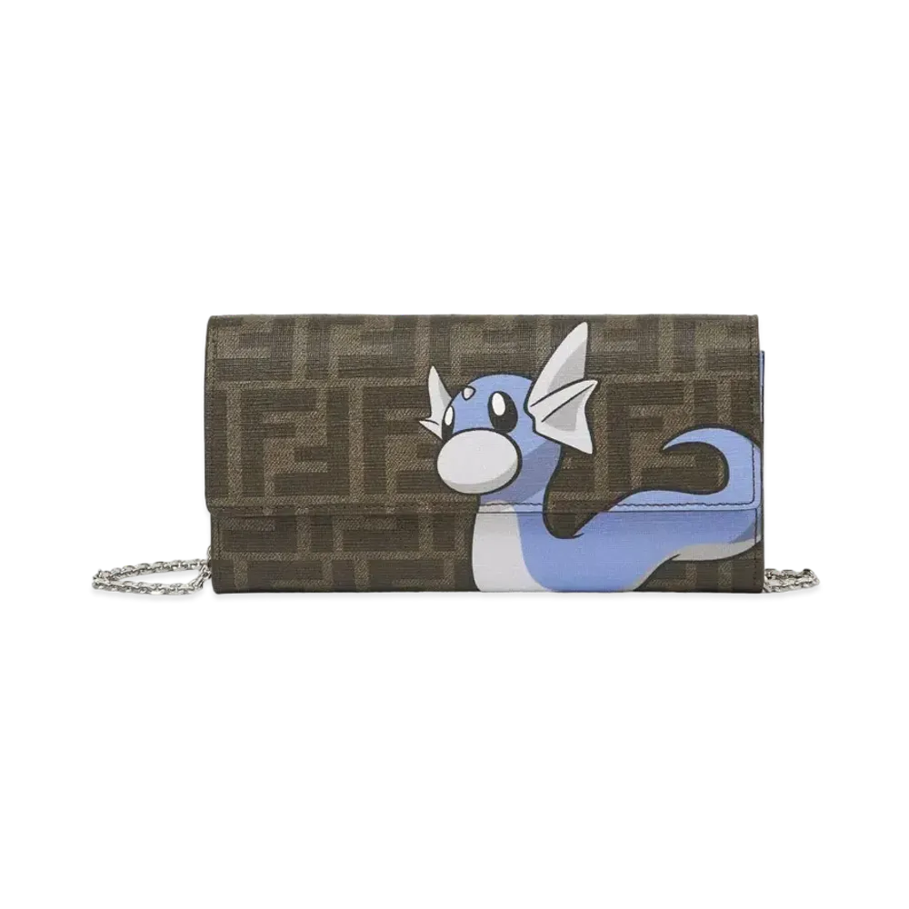 Pokemon x Fragment x FENDI Dratini Continental Wallet with Chain FF Fabric "Brown"