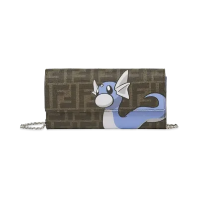 Pokemon x Fragment x FENDI Dratini Continental Wallet with Chain FF Fabric "Brown"