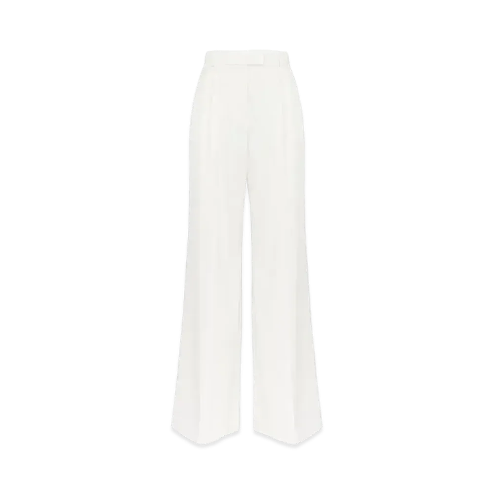 Alexander McQUEEN Double Pleated Wide Leg Pants "White"