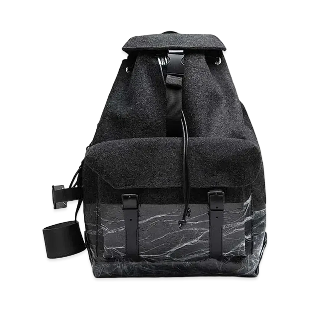 Maison Margiela Felt Wet Look Drawstring Backpack "Steel Grey"