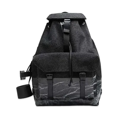 Maison Margiela Felt Wet Look Drawstring Backpack "Steel Grey"