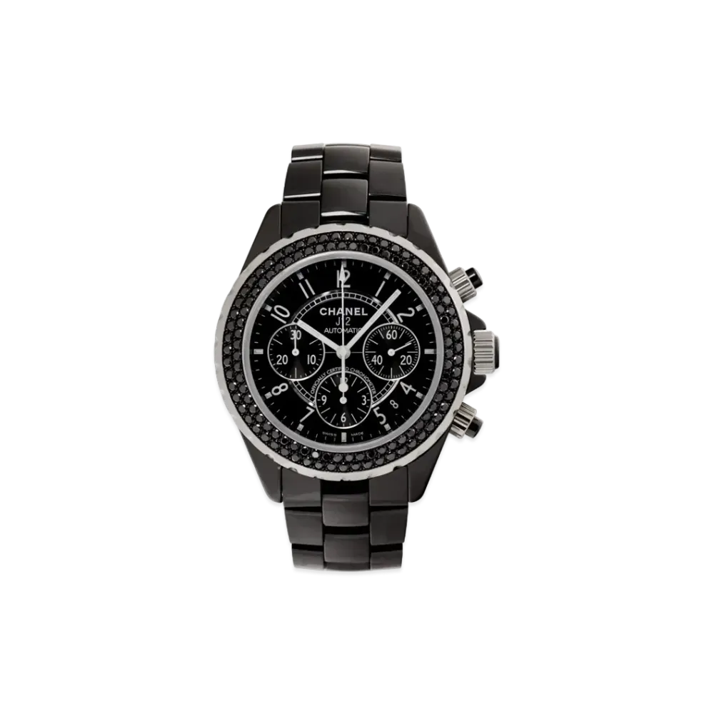 CHANEL J12 Ceramic Chronograph 41mm Black Diamonds "Black"