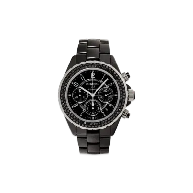 CHANEL J12 Ceramic Chronograph 41mm Black Diamonds "Black"