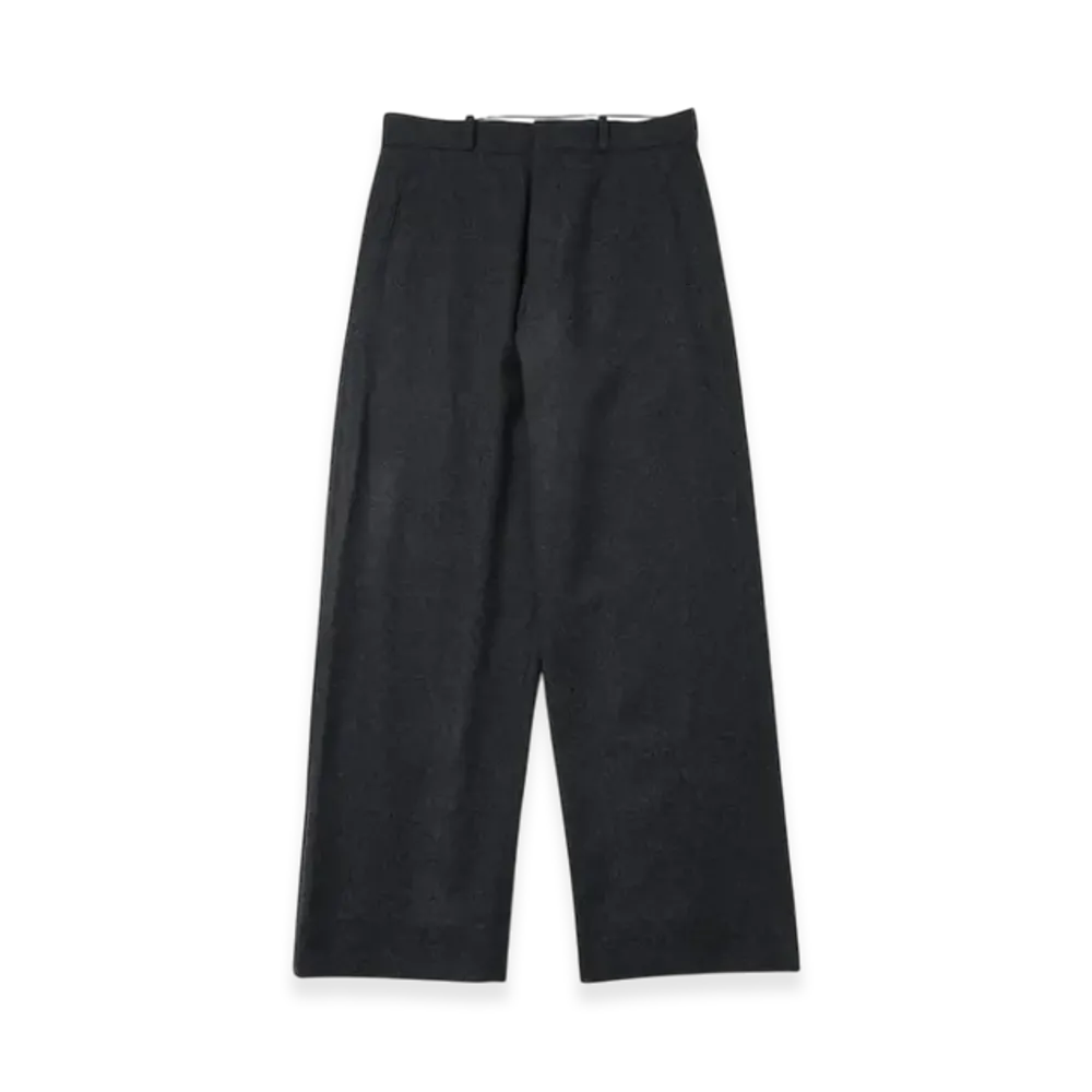 A.PRESSE Wool Flannel Wide Trousers "Charcoal"