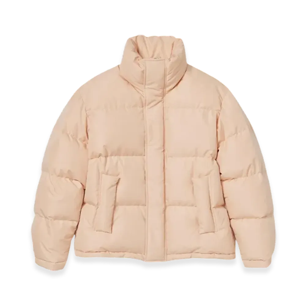 AURALEE Finx Polyester Chambray Down Coat "Light Pink Chambray"