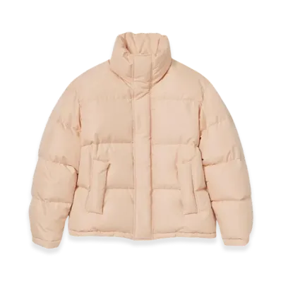 AURALEE Finx Polyester Chambray Down Coat "Light Pink Chambray"