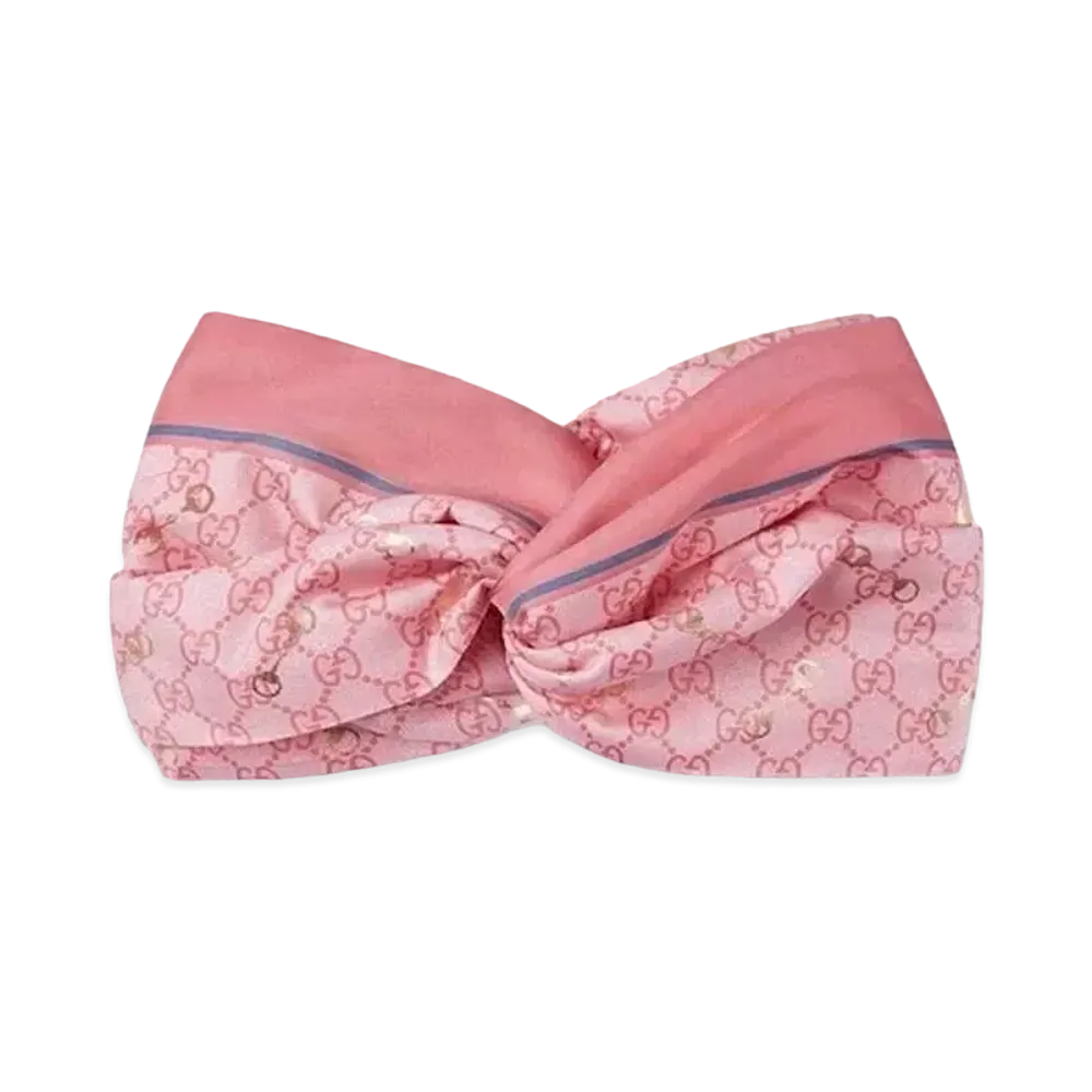 GUCCI GG Print Horusbit Silk Headband "Pink/Light Pink"