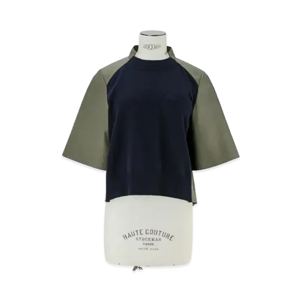 sacai Cotton Gabardine x Knit Pullover "Navy/Khaki"