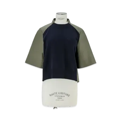 sacai Cotton Gabardine x Knit Pullover "Navy/Khaki"