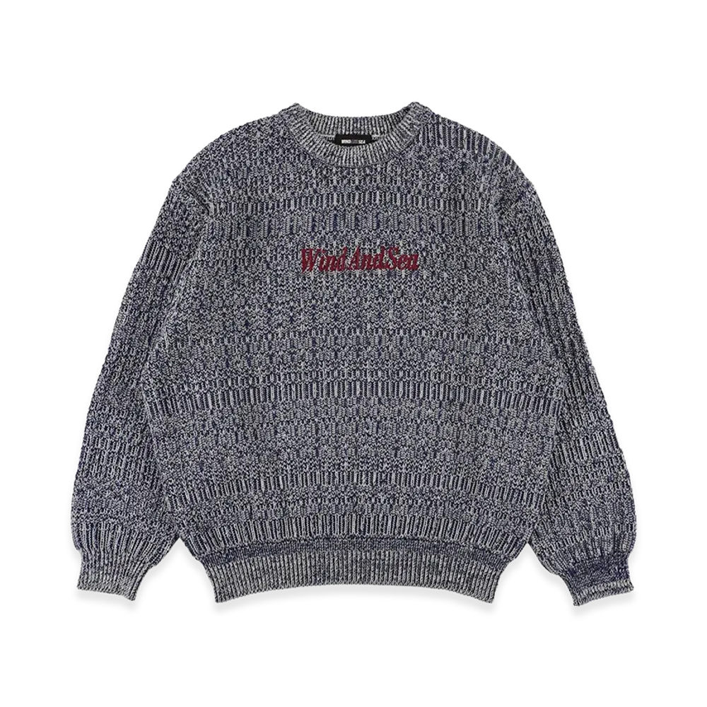 WIND AND SEA Cotton Volume Knit Sweater "Gray Navy"