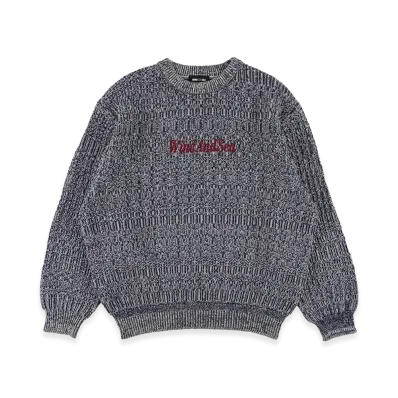 WIND AND SEA Cotton Volume Knit Sweater "Gray Navy"