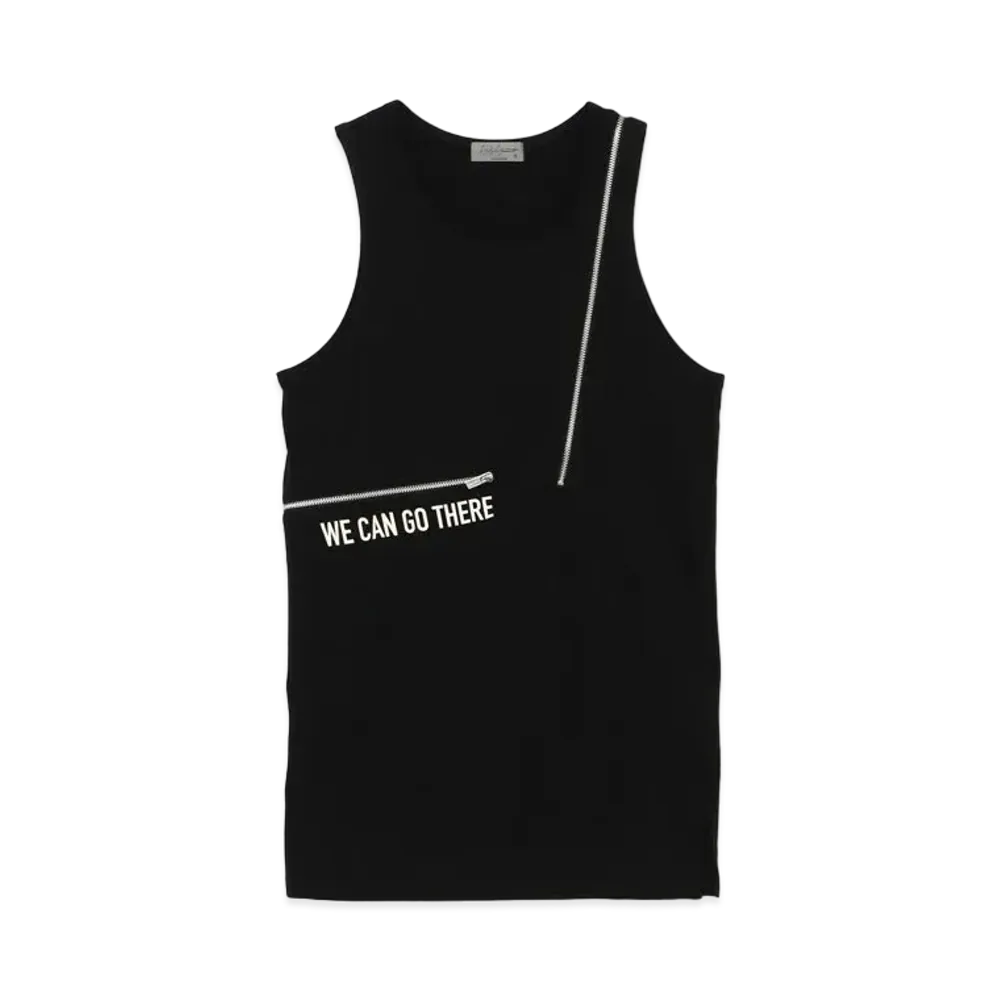 Yohji Yamamoto Pour Homme 30/-COMBED PLAIN STITCH FASTENER TANK TOP "Black"