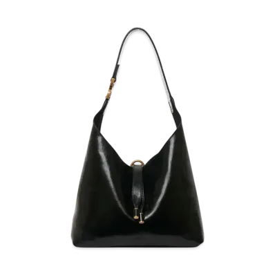 Chloe Small Marcie Hobo Bag In Shiny Leather "Black"
