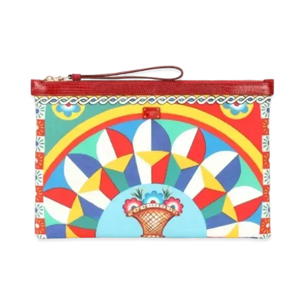 Dolce&Gabbana Flat Pouch Canvas Calette Print "Multicolor"