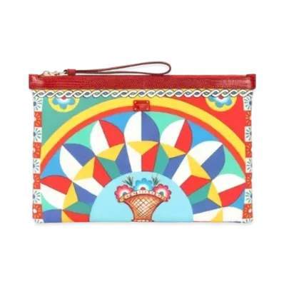 Dolce&Gabbana Flat Pouch Canvas Calette Print "Multicolor"