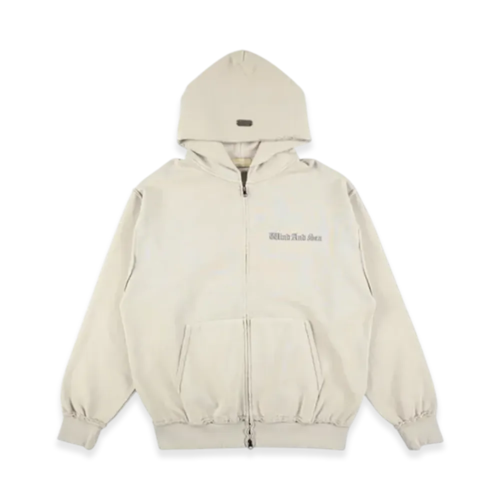 WIND AND SEA Damage Pigment Zip Up Sweatshirt "Ivory"