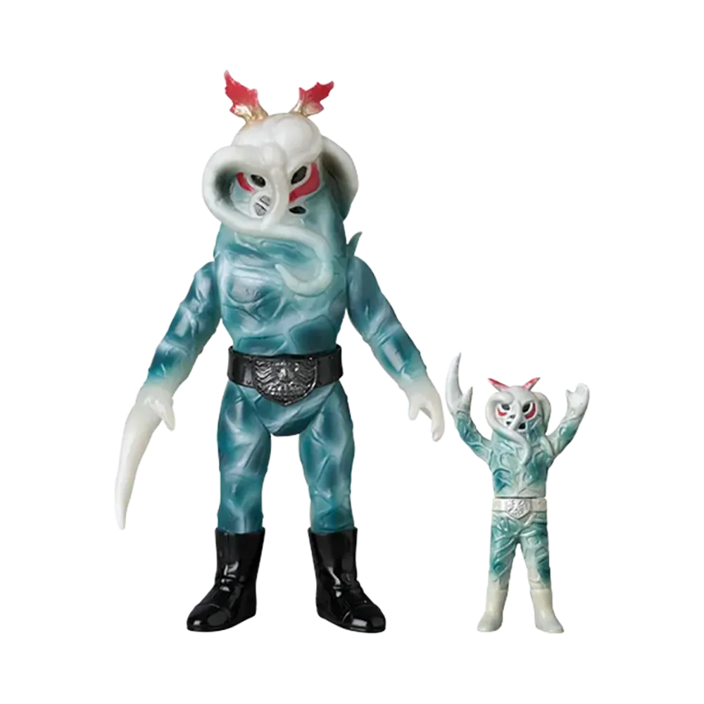 MEDICOM TOY "Toei Retro Sofvi Collection" -Masked Rider- Monkshood (New Glow-In-The-Dark Color) + Mini Sofubi