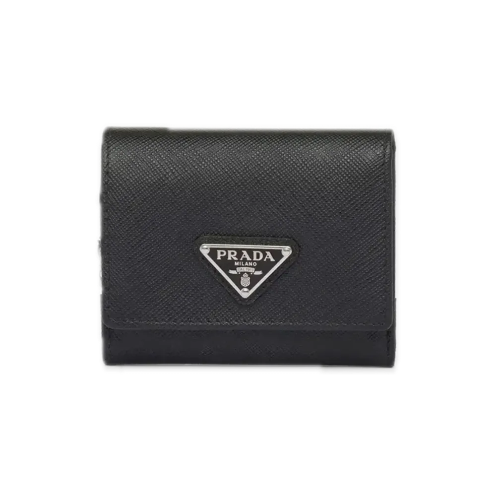 PRADA Saffiano Triangle Wallet "Black"