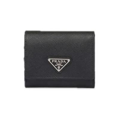 PRADA Saffiano Triangle Wallet "Black"