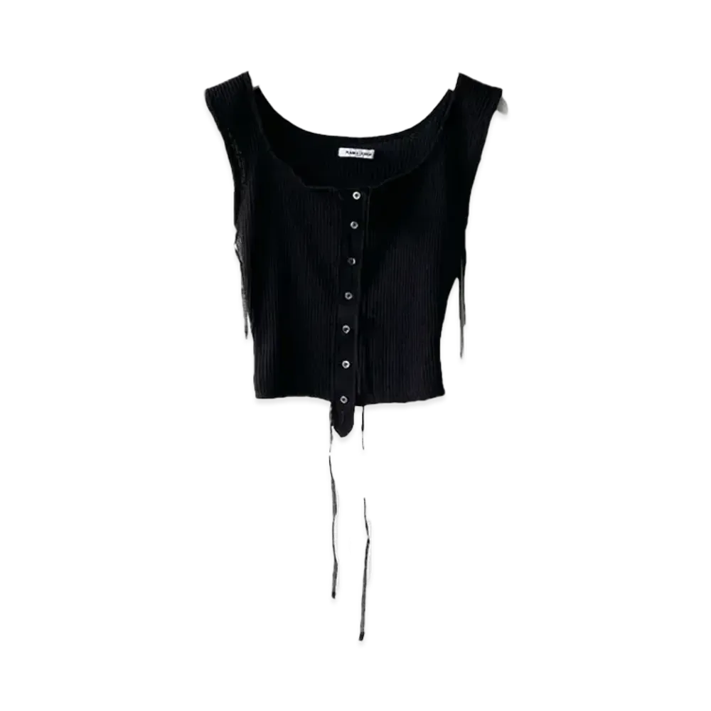 FUMIKA UCHIDA Vintage Ribbed Corset Top _Sleeveless "Black"
