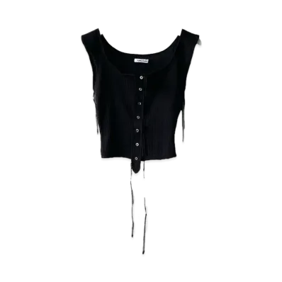 FUMIKA UCHIDA Vintage Ribbed Corset Top _Sleeveless "Black"