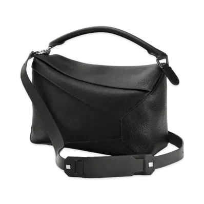 LOEWE Large Puzzle Edge Bag In Grained Calfskin "Black"