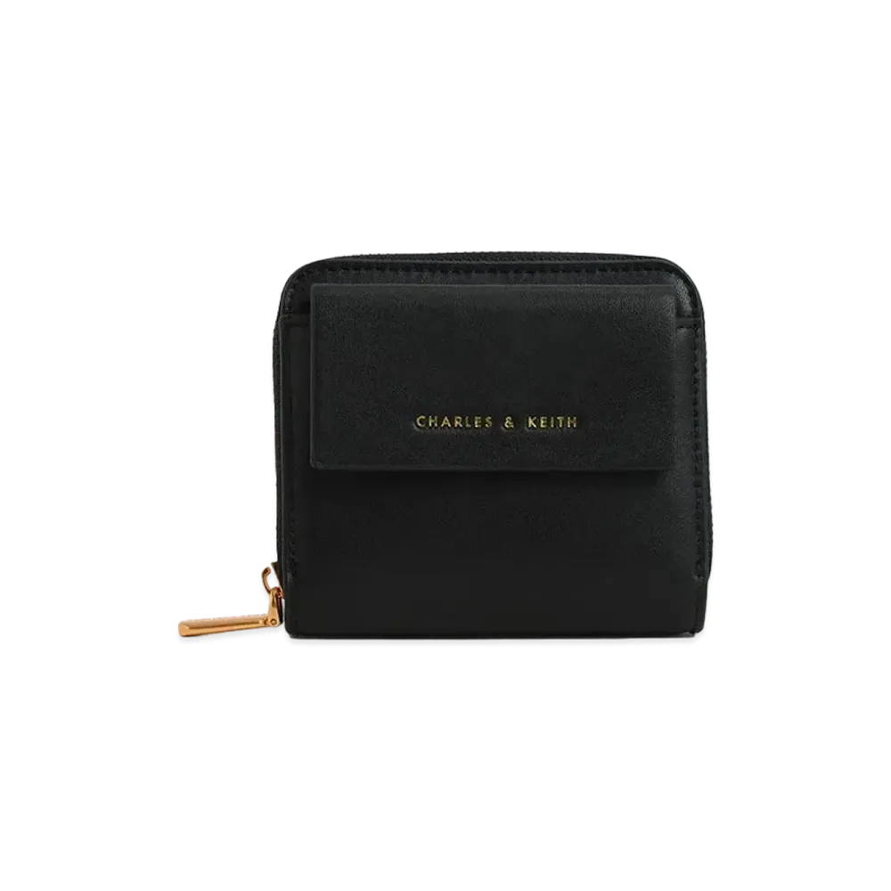 CHARLES & KEITH Front Pocket Zip Around Wallet "Black"