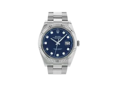 ROLEX Date-Just 41 Blue Dial 10P Diamonds 126334G