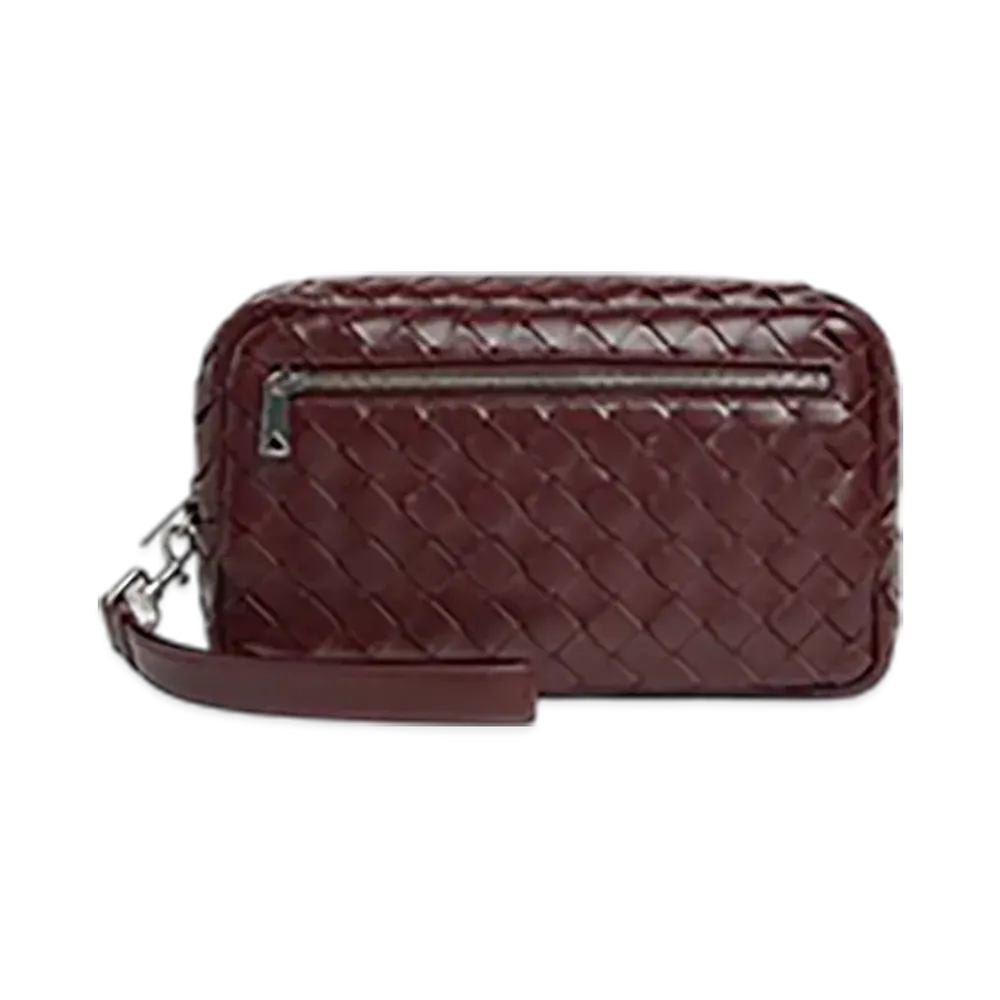 Bottega Veneta Intrecciato Pouch With Wristlet "Madder Brown"