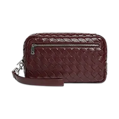 Bottega Veneta Intrecciato Pouch With Wristlet "Madder Brown"