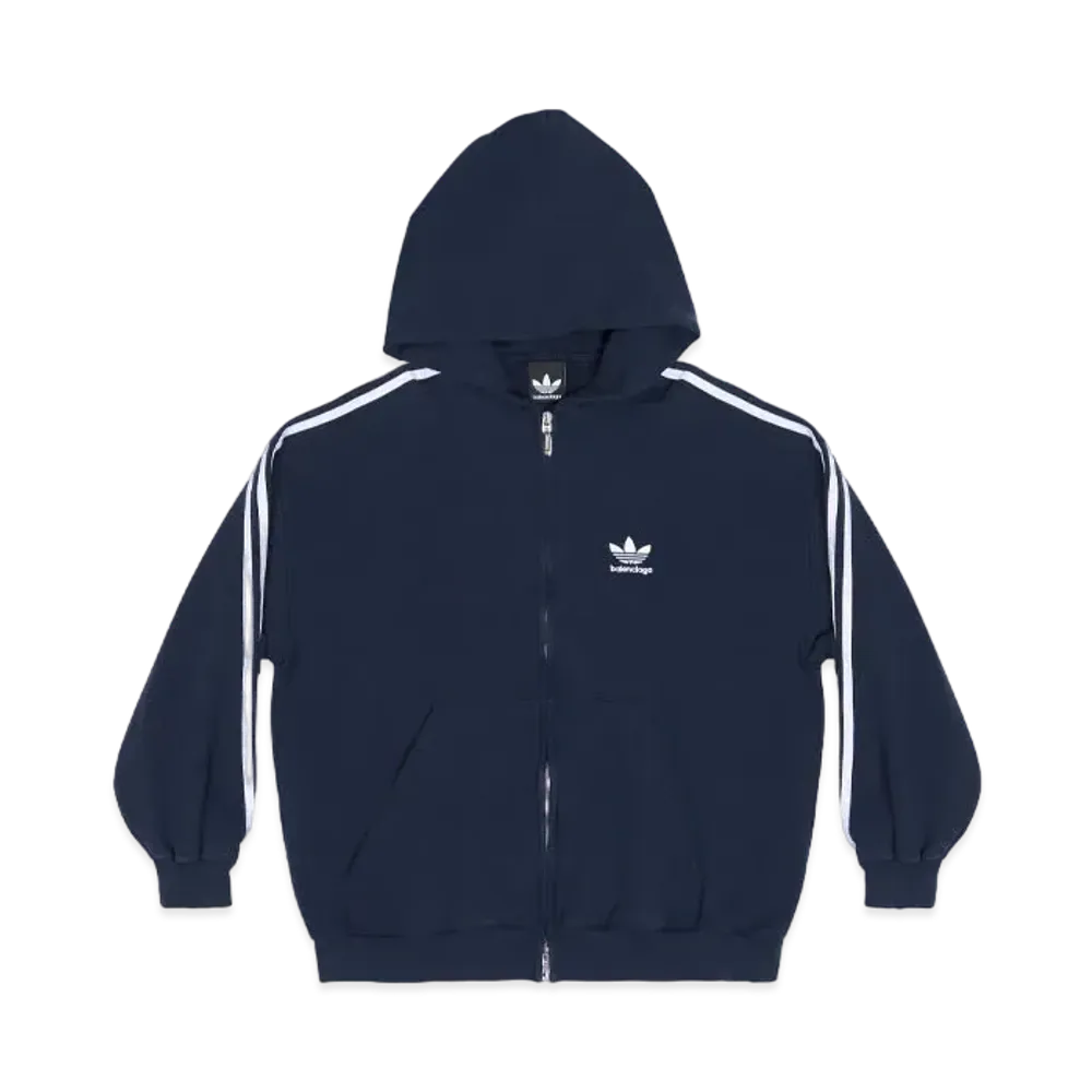 adidas BALENCIAGA Zip-Up Hoodie Small Fit "Navy Blue"