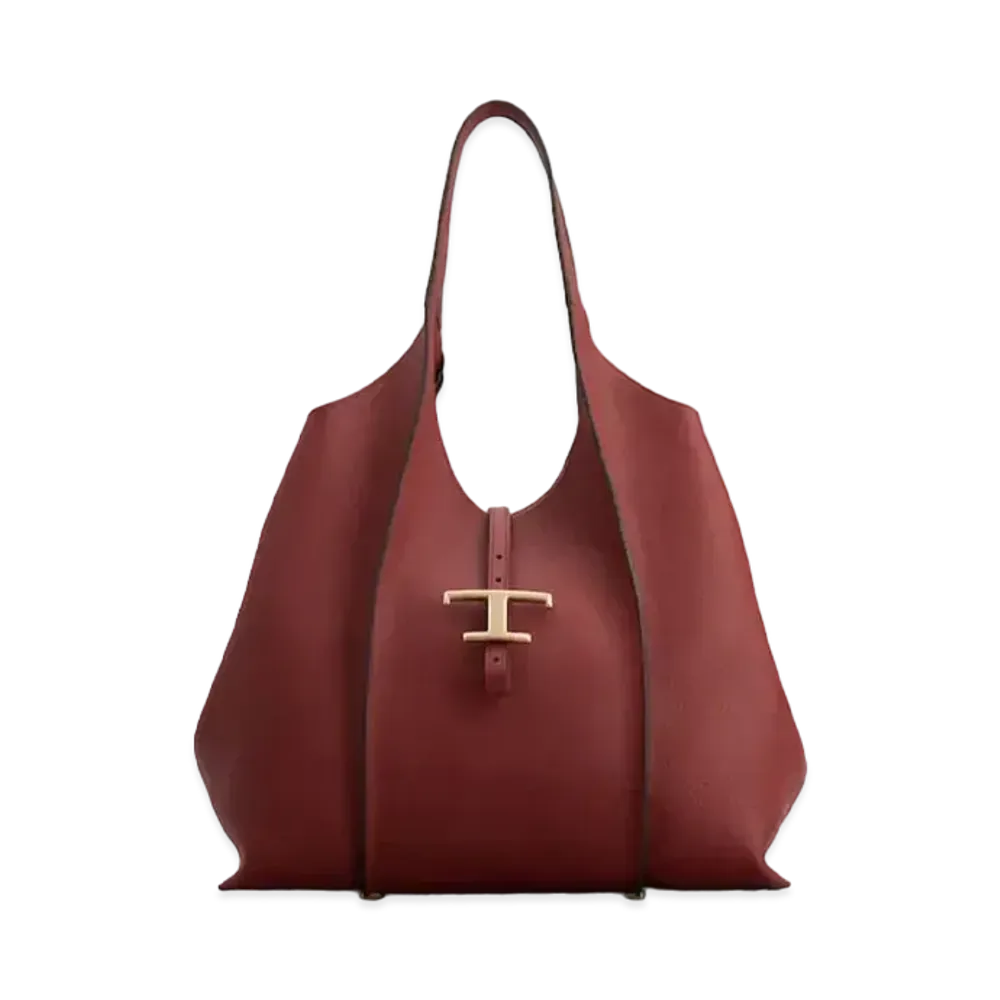 TOD'S T Timeles Leather Shopping Bag Medium "Red"