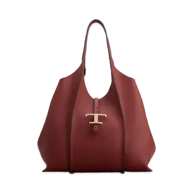 TOD'S T Timeles Leather Shopping Bag Medium "Red"