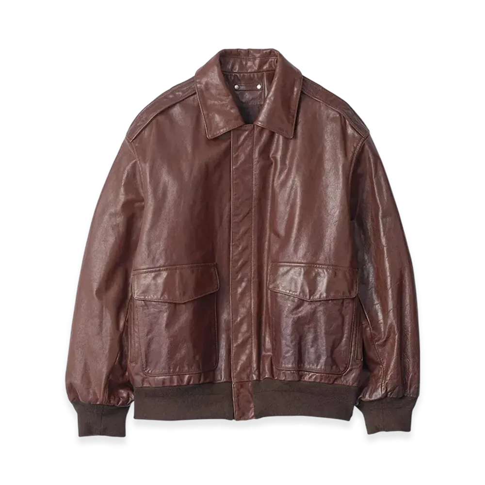 ssstein Cow Leather Vintage Flight Jacket "Brown"