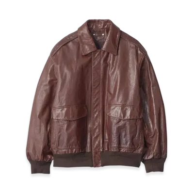 ssstein Cow Leather Vintage Flight Jacket "Brown"