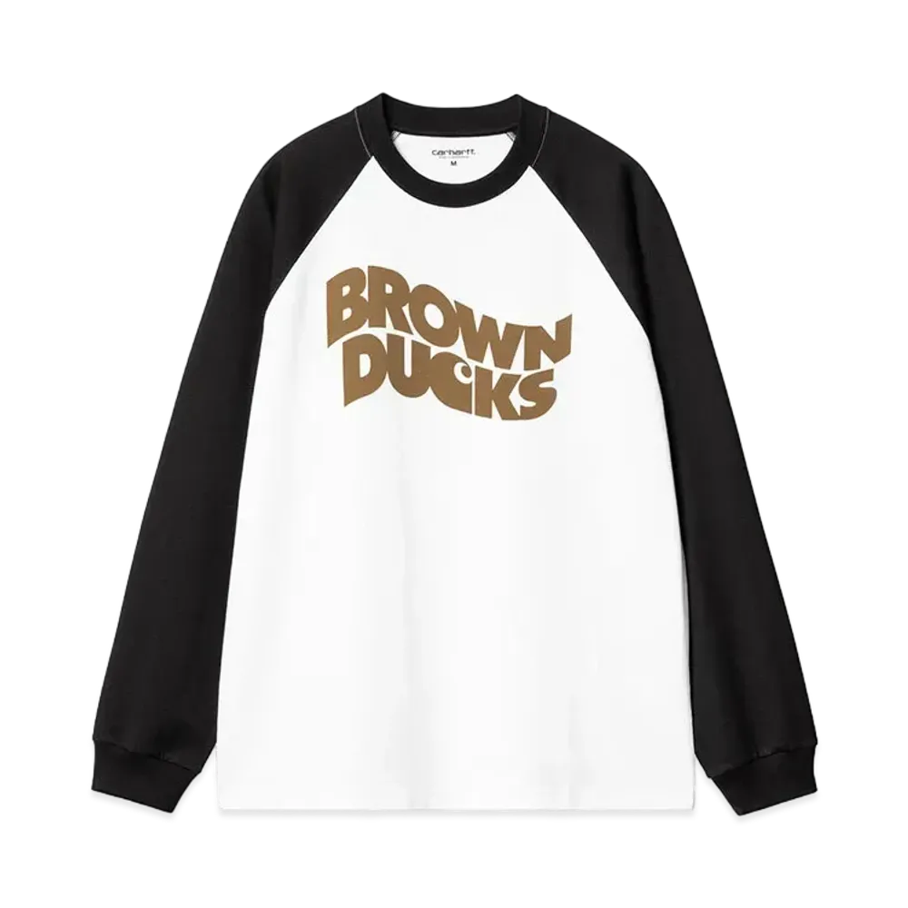 Carhartt WIP L/S Brown Ducks Baseball T-Shirt "White/Black"