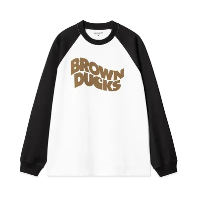 Carhartt WIP L/S Brown Ducks Baseball T-Shirt "White/Black"